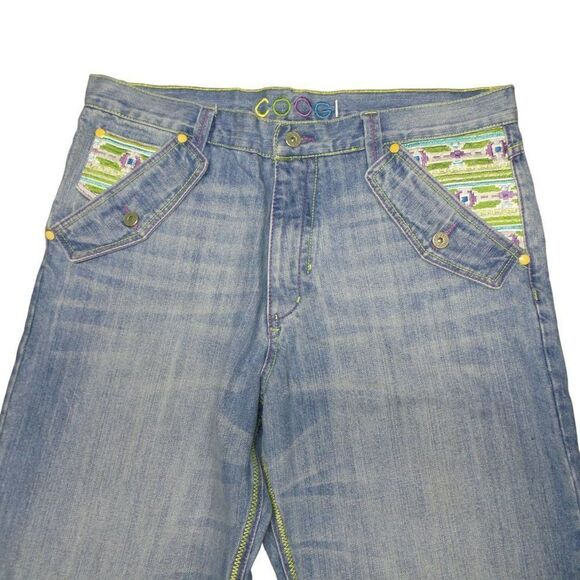Coogi Vintage 90's Jeans Light Wash with Embordered Pockets Men's 36x34 - Picture 3 of 8
